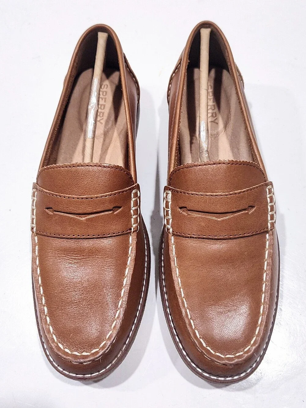 Sperry Seaport Penny Loafers Women’s Size 8 Brown Tan Leather STS81928 Classic